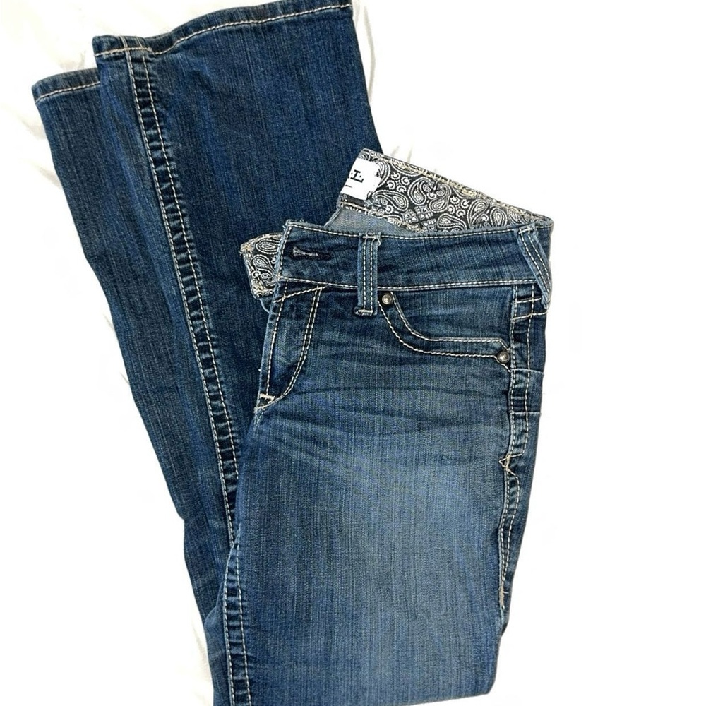 ARIAT Real Denim Mid Rise Stretch Original Boot Cut Jeans Womens Size 28s - Picture 6 of 7
